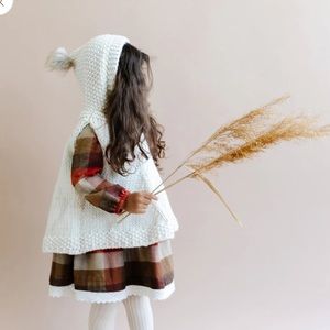 The Blueberry Hill Poncho with Faux Fur Pom in Cream